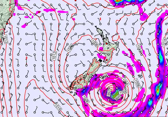 New Zealand forecast chart for Tuesday, February 17th, 2026 at 12:00 AM