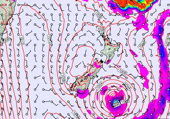 New Zealand forecast chart for Tuesday, February 17th, 2026 at 6:00 AM