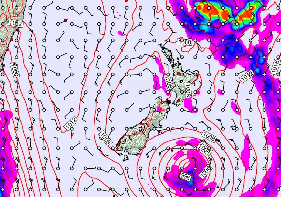 New Zealand forecast chart for Tuesday, February 17th, 2026 at 12:00 PM