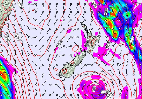 New Zealand forecast chart for Tuesday, February 17th, 2026 at 6:00 PM