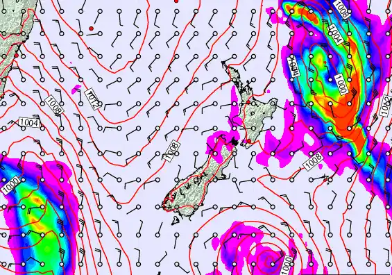 New Zealand forecast chart for Wednesday, February 18th, 2026 at 12:00 AM