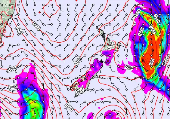 New Zealand forecast chart for Wednesday, February 18th, 2026 at 6:00 AM