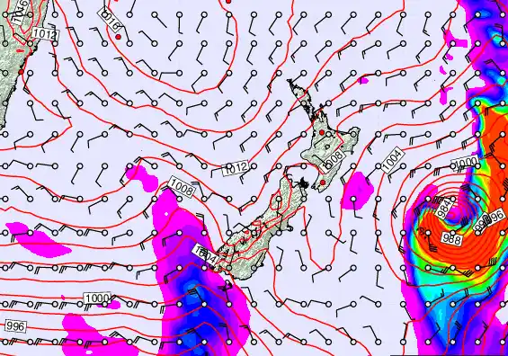 New Zealand forecast chart for Wednesday, February 18th, 2026 at 6:00 PM