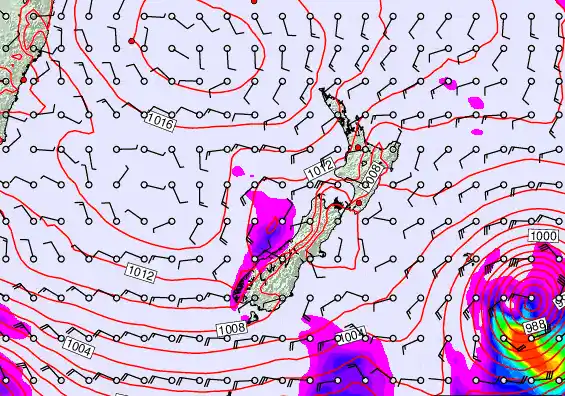 New Zealand forecast chart for Thursday, February 19th, 2026 at 6:00 AM
