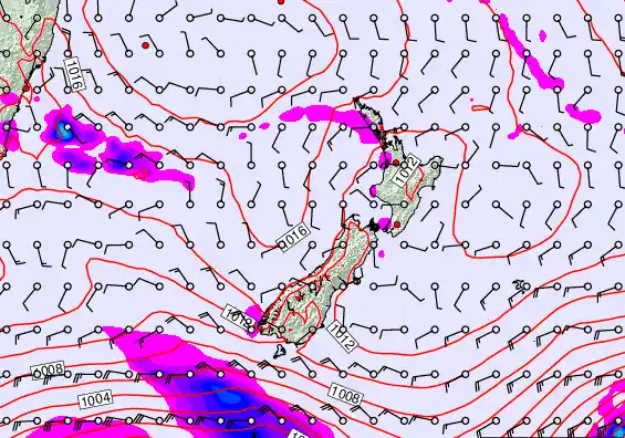 New Zealand forecast chart for Friday, February 20th, 2026 at 12:00 AM