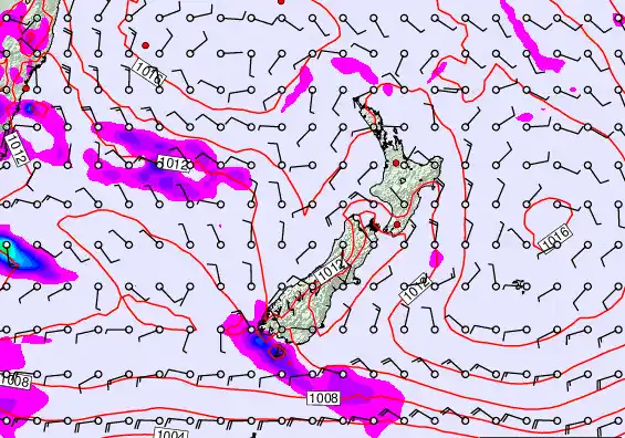 New Zealand forecast chart for Friday, February 20th, 2026 at 12:00 PM