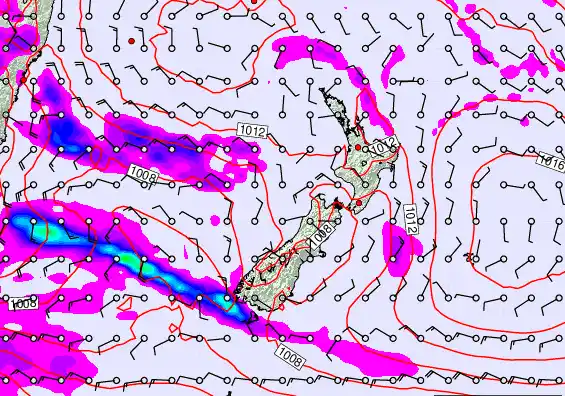 New Zealand forecast chart for Friday, February 20th, 2026 at 6:00 PM