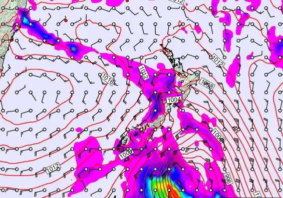 New Zealand forecast chart for Saturday, February 21st, 2026 at 6:00 PM