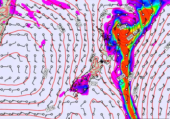 New Zealand forecast chart for Saturday, February 14th, 2026 at 6:00 AM