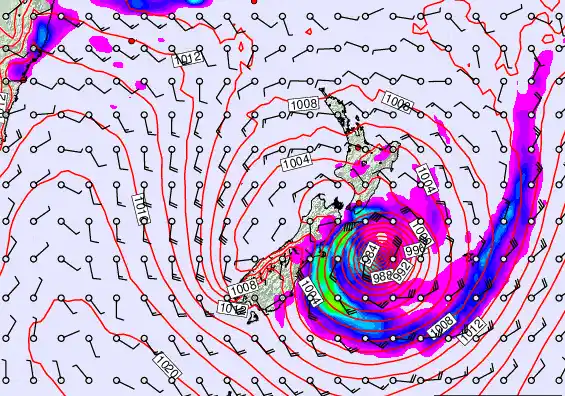 New Zealand forecast chart for Monday, February 16th, 2026 at 6:00 AM