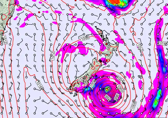 New Zealand forecast chart for Tuesday, February 17th, 2026 at 12:00 AM