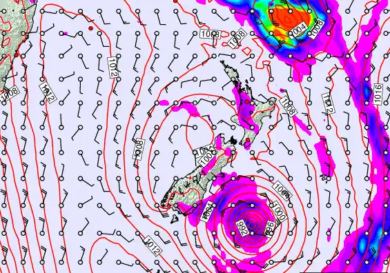 New Zealand forecast chart for Tuesday, February 17th, 2026 at 6:00 AM