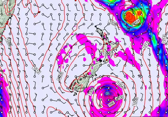 New Zealand forecast chart for Tuesday, February 17th, 2026 at 12:00 PM