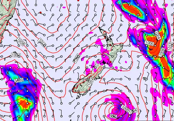 New Zealand forecast chart for Wednesday, February 18th, 2026 at 12:00 AM