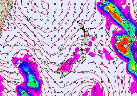 New Zealand forecast chart for Wednesday, February 18th, 2026 at 6:00 AM