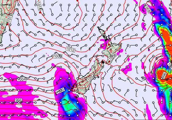 New Zealand forecast chart for Wednesday, February 18th, 2026 at 6:00 PM