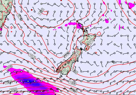 New Zealand forecast chart for Friday, February 20th, 2026 at 12:00 AM