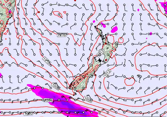 New Zealand forecast chart for Friday, February 20th, 2026 at 6:00 AM
