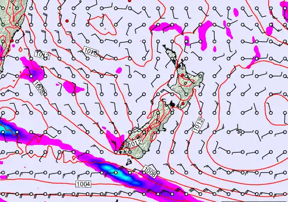 New Zealand forecast chart for Friday, February 20th, 2026 at 12:00 PM