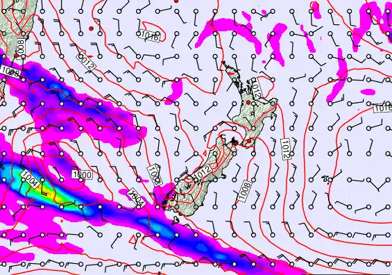 New Zealand forecast chart for Friday, February 20th, 2026 at 6:00 PM