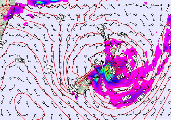 New Zealand forecast chart for Monday, February 16th, 2026 at 6:00 AM