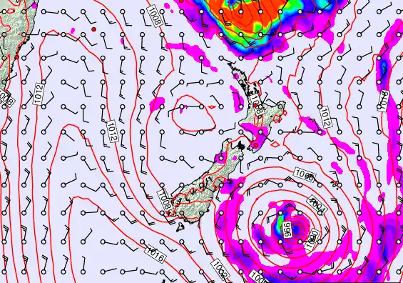 New Zealand forecast chart for Tuesday, February 17th, 2026 at 6:00 AM