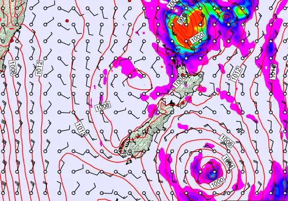New Zealand forecast chart for Tuesday, February 17th, 2026 at 12:00 PM