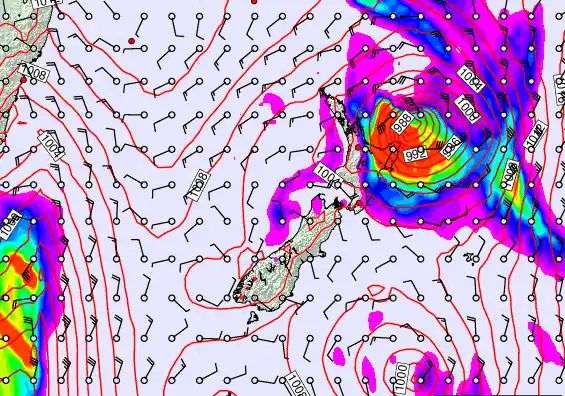 New Zealand forecast chart for Wednesday, February 18th, 2026 at 12:00 AM
