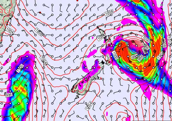 New Zealand forecast chart for Wednesday, February 18th, 2026 at 6:00 AM