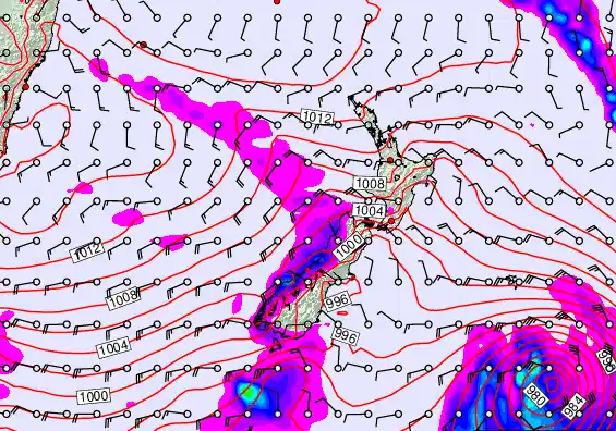 New Zealand forecast chart for Thursday, February 19th, 2026 at 6:00 AM