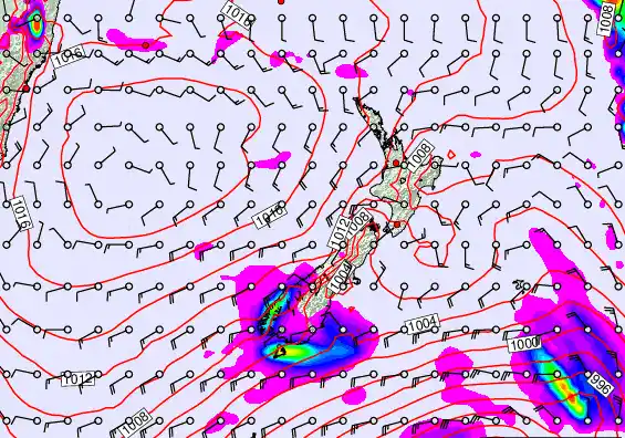 New Zealand forecast chart for Friday, February 20th, 2026 at 6:00 AM