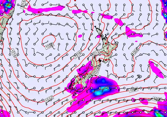 New Zealand forecast chart for Friday, February 20th, 2026 at 12:00 PM