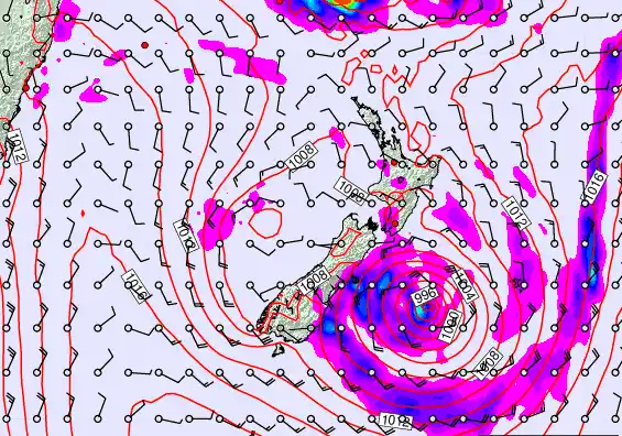 New Zealand forecast chart for Tuesday, February 17th, 2026 at 12:00 AM