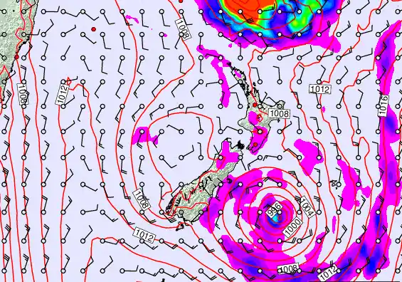 New Zealand forecast chart for Tuesday, February 17th, 2026 at 6:00 AM