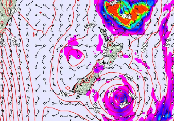 New Zealand forecast chart for Tuesday, February 17th, 2026 at 12:00 PM