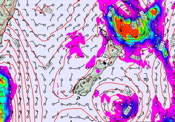 New Zealand forecast chart for Tuesday, February 17th, 2026 at 6:00 PM