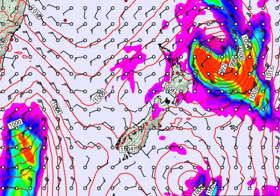 New Zealand forecast chart for Wednesday, February 18th, 2026 at 12:00 AM