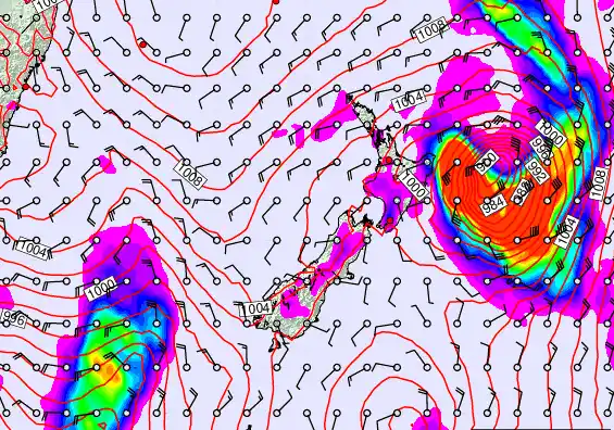 New Zealand forecast chart for Wednesday, February 18th, 2026 at 6:00 AM