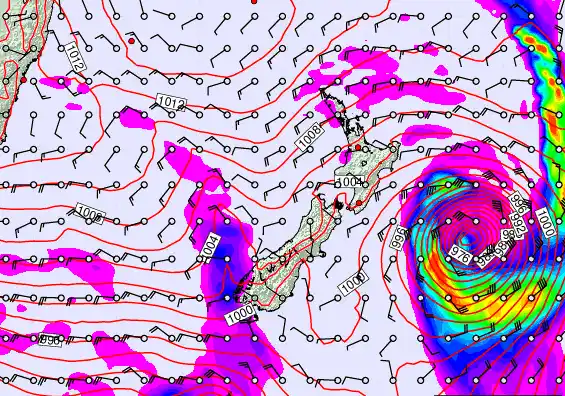 New Zealand forecast chart for Wednesday, February 18th, 2026 at 6:00 PM