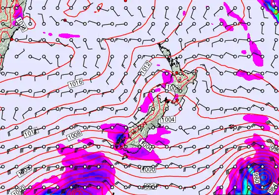 New Zealand forecast chart for Thursday, February 19th, 2026 at 12:00 PM