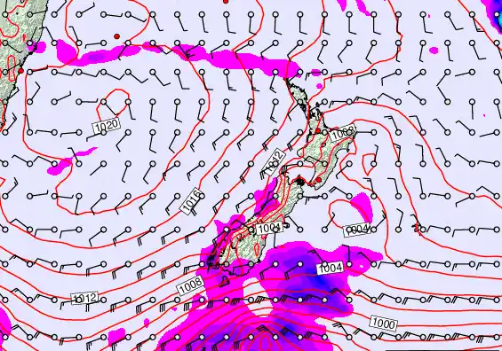 New Zealand forecast chart for Friday, February 20th, 2026 at 12:00 AM