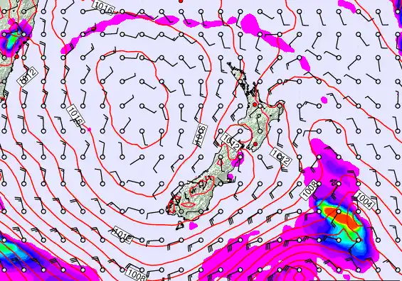 New Zealand forecast chart for Friday, February 20th, 2026 at 12:00 PM