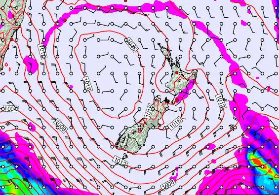 New Zealand forecast chart for Friday, February 20th, 2026 at 6:00 PM