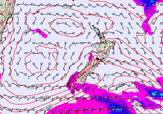 New Zealand forecast chart for Monday, February 23rd, 2026 at 6:00 AM