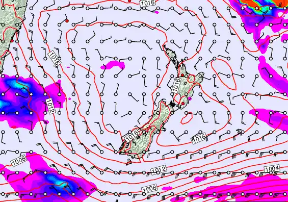 New Zealand forecast chart for Tuesday, February 24th, 2026 at 12:00 AM