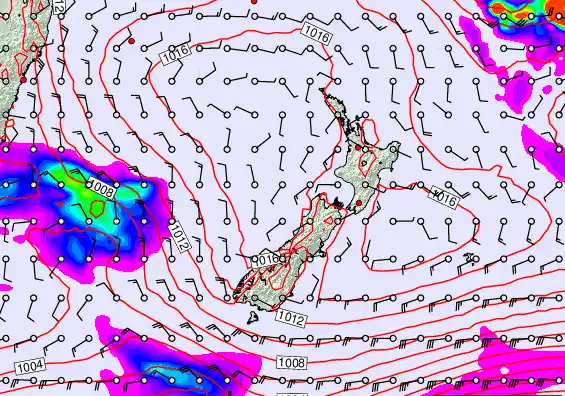 New Zealand forecast chart for Tuesday, February 24th, 2026 at 6:00 AM