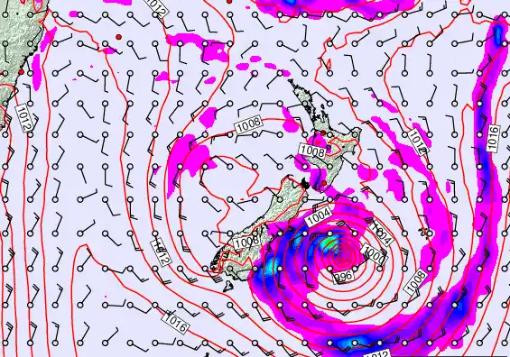 New Zealand forecast chart for Tuesday, February 17th, 2026 at 12:00 AM