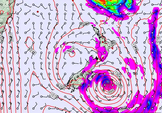 New Zealand forecast chart for Tuesday, February 17th, 2026 at 6:00 AM