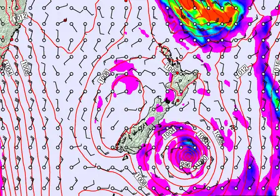 New Zealand forecast chart for Tuesday, February 17th, 2026 at 12:00 PM
