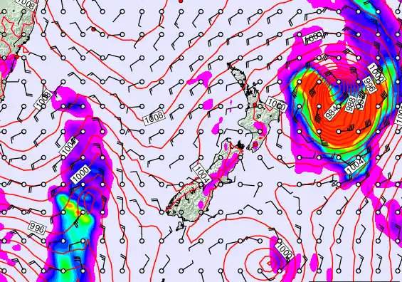 New Zealand forecast chart for Wednesday, February 18th, 2026 at 6:00 AM